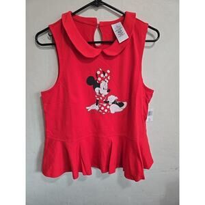 Disney Parks Women Mini Mouse Printed Sleeveless Top Red Size L NWT